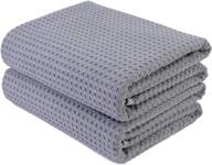 🛀 polyte oversize quick dry lint free bath towel set - 60 x 30 in, gray, waffle weave (pack of 2) logo