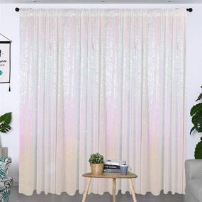 img 4 attached to Iridescent White Sequin Backdrop: 4ftx7ft 📸 Glitter Curtain for Photography, Parties, Weddings & More