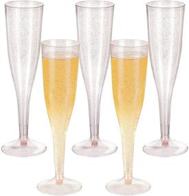 img 4 attached to 🥂 36 Rose Gold Glitter Plastic Champagne Flutes - 6.5 Oz Disposable Plastic Cups for Parties, Clear Glitter Champagne Flute for Wedding and Party, Plastic Champagne Flutes for Celebrations