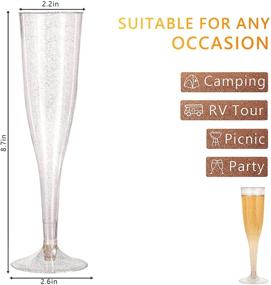 img 3 attached to 🥂 36 Rose Gold Glitter Plastic Champagne Flutes - 6.5 Oz Disposable Plastic Cups for Parties, Clear Glitter Champagne Flute for Wedding and Party, Plastic Champagne Flutes for Celebrations