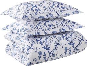 img 4 attached to Laura Ashley Home - Charlotte Collection: Luxury Ultra Soft Comforter Set in Queen Size, All Season Premium Bedding with Stylish Delicate Design for Home Décor - China Blue