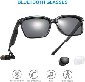 img 1 attached to OKH Wireless Sunglasses Headsets - Smart Bluetooth Glasses for Hands-Free Calling, Compatible with All Smart Devices, Unisex Polarized Wearable Bluetooth Headphones Sunglasses (Black) - Replacement Lens Included