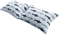 bulutu cotton navy/grey shark print queen white fish bed pillowcases - set of 2 decorative standard pillow covers for boys and girls, envelope closure end - premium, breathable, hypoallergenic (2 pieces, 20x26) logo