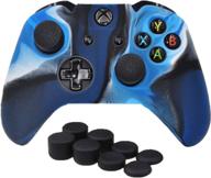 🎮 enhance gaming precision with skinown silicone grip case - anti-slip protective cover for xbox one controller | camouflage blue edition w/ 8 thumb grips logo