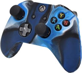 img 3 attached to 🎮 Enhance Gaming Precision with SKINOWN Silicone Grip Case - Anti-Slip Protective Cover for Xbox One Controller | Camouflage Blue edition w/ 8 Thumb Grips
