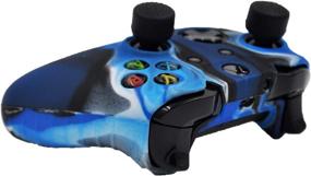 img 1 attached to 🎮 Enhance Gaming Precision with SKINOWN Silicone Grip Case - Anti-Slip Protective Cover for Xbox One Controller | Camouflage Blue edition w/ 8 Thumb Grips