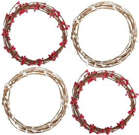 img 4 attached to 🎄 Sonku 85 Foot 40 Piece Berry Garland | Mini Ply Pip Wreaths for Christmas Winter Décor | Indoor & Outdoor Red and White Decorations