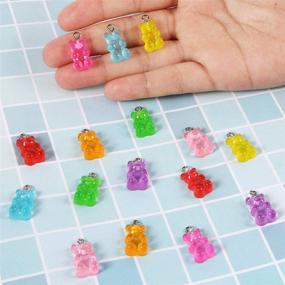 img 2 attached to 🐻 Pack of 16 Resin Gummy Bear Pendants - CCOZN Glitter Candy Gummy Charms in 8 Colors - DIY Necklace Jewelry Making and Crafting Supplies