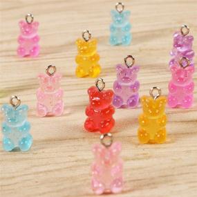 img 1 attached to 🐻 Pack of 16 Resin Gummy Bear Pendants - CCOZN Glitter Candy Gummy Charms in 8 Colors - DIY Necklace Jewelry Making and Crafting Supplies