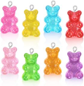 img 4 attached to 🐻 Pack of 16 Resin Gummy Bear Pendants - CCOZN Glitter Candy Gummy Charms in 8 Colors - DIY Necklace Jewelry Making and Crafting Supplies