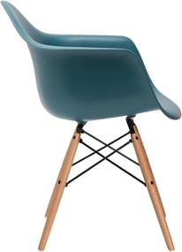 img 1 attached to 🪑 Set of 2 Teal Poly and Bark Modern Mid-Century Vortex Arm Side Chairs with Natural Wood Legs for Kitchen, Living Room and Dining Room