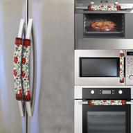 🎅 5pcs christmas refrigerator door handle cover set with plaid poinsettia flower pattern – fridge handle protectors and microwave handle cover for festive kitchen home decoration logo