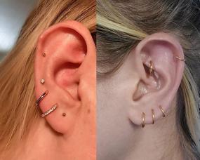 img 3 attached to 👂 Stylish MODRSA Cartilage Earrings Hoop: Trendy Tragus & Helix Piercing Jewelry for a Chic Look!