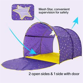 img 2 attached to 🌟 Alvantor Starlight Bed Canopy Dream Kids Play Tents Playhouse Privacy Space Twin Sleeping Indoor with Glow-in-The-Dark Stars for Boys Girls Toddlers Pop Up Portable Frame Curtains Purple, Patent