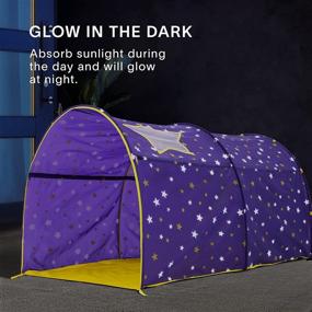 img 1 attached to 🌟 Alvantor Starlight Bed Canopy Dream Kids Play Tents Playhouse Privacy Space Twin Sleeping Indoor with Glow-in-The-Dark Stars for Boys Girls Toddlers Pop Up Portable Frame Curtains Purple, Patent