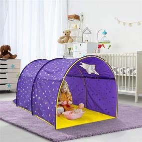 img 3 attached to 🌟 Alvantor Starlight Bed Canopy Dream Kids Play Tents Playhouse Privacy Space Twin Sleeping Indoor with Glow-in-The-Dark Stars for Boys Girls Toddlers Pop Up Portable Frame Curtains Purple, Patent