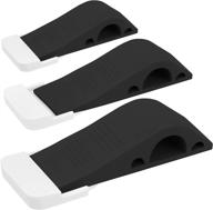 🚪 wundermax door stoppers - heavy duty rubber security wedges for bottom of doors on carpet, concrete, tile, linoleum & wood floors - home improvement - 3 pack - black logo