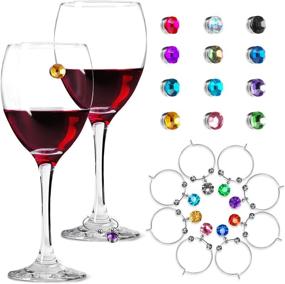 img 4 attached to 🎄 Christmas Crystal Magnetic Glass Charms Set with 12 Pieces: Xmas Magnetic Drink Markers, 8 Pieces Wine Glass Rings Tags for Goblet, Champagne Flutes, Cocktails, Martinis