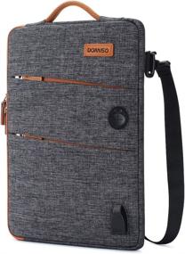 img 4 attached to 🎒 DOMISO 14 Inch Waterproof Laptop Bag Canvas with USB Port and Headphone Hole for 14" Laptops - Compatible with Apple, Acer Chromebook 14, HP Pavilion 14, Stream 14, Lenovo, Dell, MSI - Dark Grey