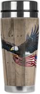 🦅 mugzie 20-ounce insulated travel mug with wetsuit cover - eagle with flag логотип