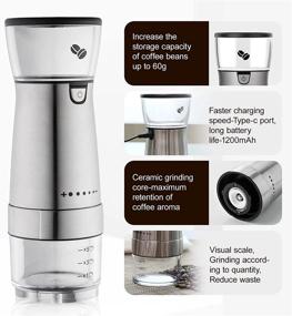 img 2 attached to ☕ Lahuko Electric Burr Coffee Grinder: Adjustable Stainless Steel Rechargeable Bean Grinder with 5 Grind Settings