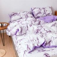 luxury purple marble printed bedding set: full size duvet cover with zipper and tie closure logo