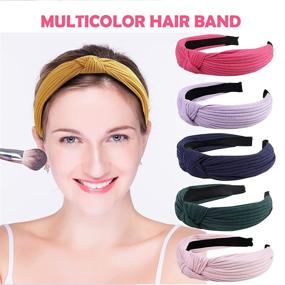 img 1 attached to 💁 10-Pack Knotted Wide Headbands: Stylish, Non-slip Hair Accessories for Women & Girls