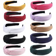 💁 10-pack knotted wide headbands: stylish, non-slip hair accessories for women & girls logo