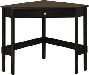 img 2 attached to 🖥️ Black Wood Corner Desk with Drawer by Kings Brand Furniture: Enhance Your SEO