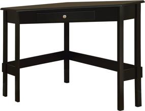 img 1 attached to 🖥️ Black Wood Corner Desk with Drawer by Kings Brand Furniture: Enhance Your SEO