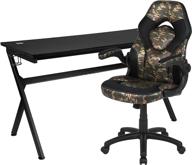 🎮 optimized gaming desk and racing chair set - flash furniture/camouflage/black design with cup holder, headphone hook, mouse pad top, and wire management holes логотип