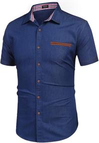 img 4 attached to Stylish COOFANDY Men's Short Sleeve Button Dress Shirt for Enhanced Style