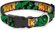 🐾 incredible hulk action poses stacked comics dog collar – adjustable sizes for small, medium, and large dogs with a plastic clip by buckle-down logo