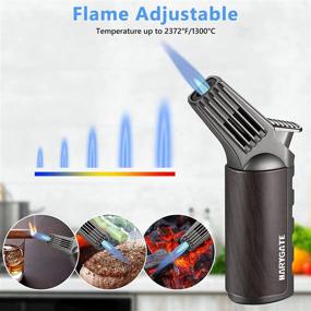 img 3 attached to Refillable Butane Torch Lighter, Windproof Flame Adjustable Blow Torch for Cooking, BBQ, Fireplace, Grill and Baking with Safety Lock (Butane Gas Not Included)