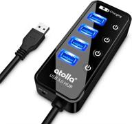 🔌 atolla 4-port usb 3.0 hub with on/off switch, super speed usb splitter + 1 usb charging port, 2ft cable length (no ac adapter) логотип