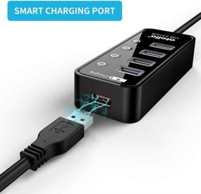 img 2 attached to 🔌 atolla 4-Port USB 3.0 Hub with On/Off Switch, Super Speed USB Splitter + 1 USB Charging Port, 2ft Cable Length (No AC Adapter)