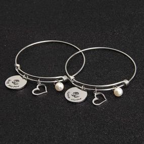 img 1 attached to 👯 Bobauna Sisters Bangle Bracelet Set - Big Sister, Middle Sister, Little Sister - Expandable Wire - 2 or 3 Sisters Gift - Sorority Jewelry