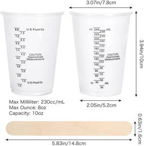 img 3 attached to 🥄 Pack of 80 Clear Plastic Measuring Cups (8oz) for Epoxy Resin with 80 Wooden Stirring Sticks - Ideal for Resin, Stain, and Paint Mixing