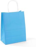 gssusa 50 pcs blue kraft paper gift bags 8x4.75x10, bags with handles for shopping, gifts, merchandise, retail, party favors, gift bags, small business, boutique, papel bags logo