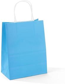 img 4 attached to GSSUSA 50 шт. Синие подарочные бумажные сумки 8x4.75x10, Сумки с ручками для шопинга, подарков, товаров, розничной торговли, праздничных благ, подарочных сумок, небольших предприятий, бутиков, Papel Bags.