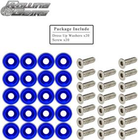 img 3 attached to Rolling Gears JDM 20 Pieces CNC Billet Aluminum Fender Washer/Engine Dress Up Washer Kit (Blue)