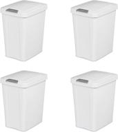 🗑️ sterilite 10438004 7.5 gallon touchtop wastebasket 4-pack - white with titanium latch - premium waste solution logo