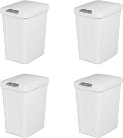 img 4 attached to 🗑️ Sterilite 10438004 7.5 Gallon TouchTop Wastebasket 4-Pack - White with Titanium Latch - Premium Waste Solution