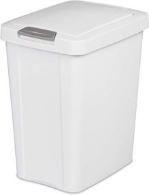 img 3 attached to 🗑️ Sterilite 10438004 7.5 Gallon TouchTop Wastebasket 4-Pack - White with Titanium Latch - Premium Waste Solution