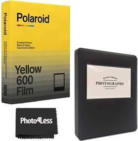 img 4 attached to Polaroid Duochrome Film for 600 Special Edition (Black & Yellow) with Black Album and Cloth Set