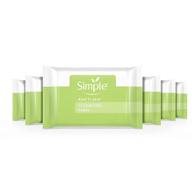 simple cleansing wipes - makeup remover face wipes, gentle on skin, removes waterproof mascara, fragrance-free, pack of 6 (25 count each) logo