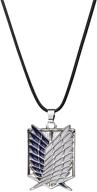 🦾 attack on titan necklace - yifnny survey corps logo pendant, blue & white wings of freedom cosplay jewelry for men, boys, anime fans, and teenagers logo