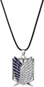 img 4 attached to 🦾 Attack on Titan Necklace - Yifnny Survey Corps Logo Pendant, Blue & White Wings of Freedom Cosplay Jewelry for Men, Boys, Anime Fans, and Teenagers