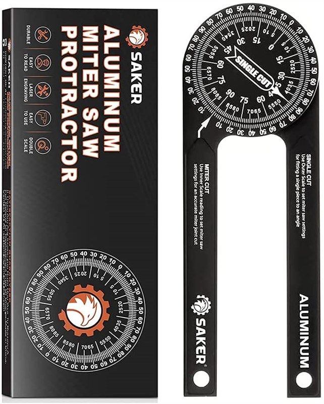 saker protractor featuring laser inside carpenters measuring & layout tools 로고