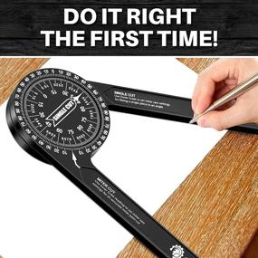 img 1 attached to Saker Miter Saw Protractor, 7-Inch Aluminum Protractor Angle Finder with Precision Laser, Inside & Outside Miter Angle Finder - Ideal for Carpenters, Plumbers, and Tradespeople (Black)